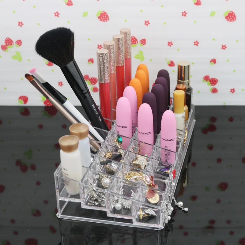 Прозрачный органайзер для губной помады макияжа коробка хранения ювелирных