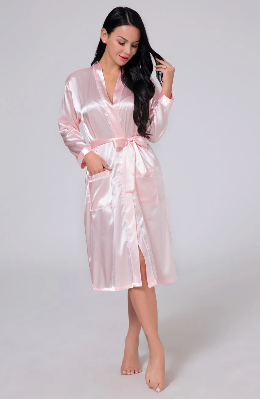 Новые весенние и летние изделия, контрастный цвет, экструдированное длинное шелковое платье, кардиган, халат, AliExpress кимоно Халат