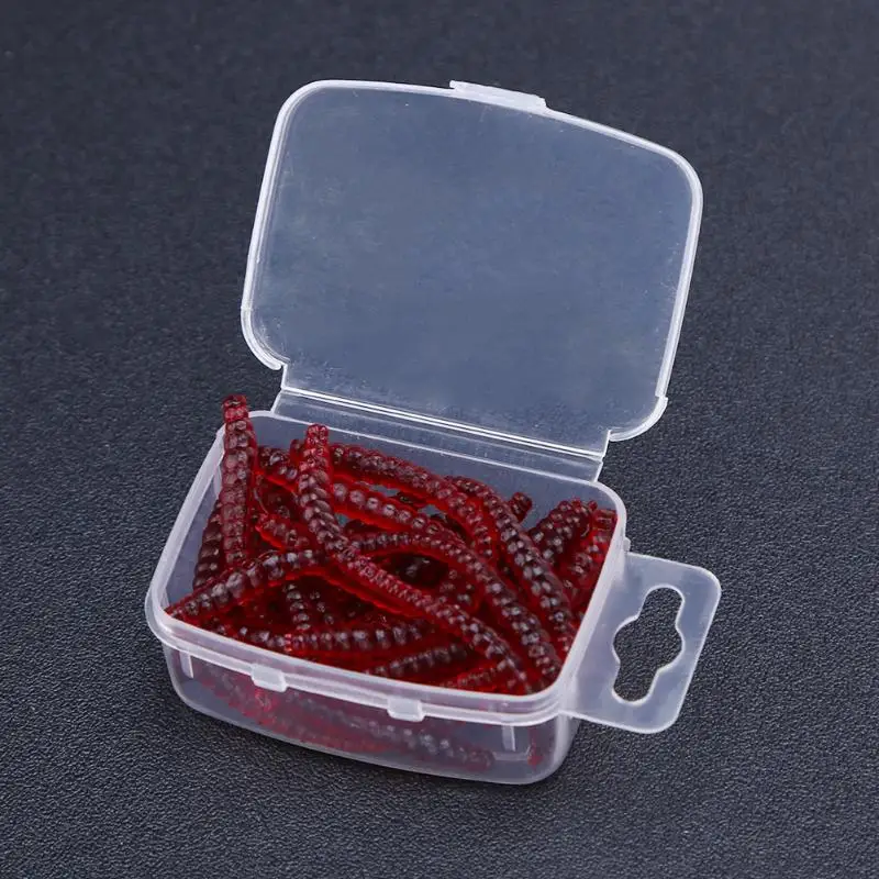 20Pcs 6cm Simulation Earthworm Red Worms Rubber Artificial Fishing Lure Tackle Soft Bait Lifelike Fishy Smell Lures With Box | Спорт и