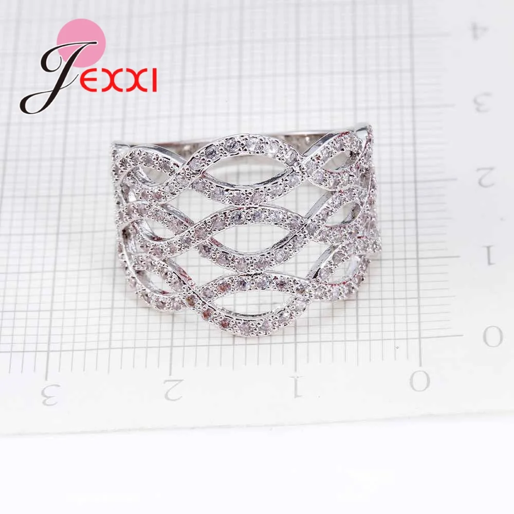 

Charming Full Shiny Zircon Rhinestone Crystal Fashion Jewelry Infinite Ring for Women Nice 925 Sterling Silver Jewelry