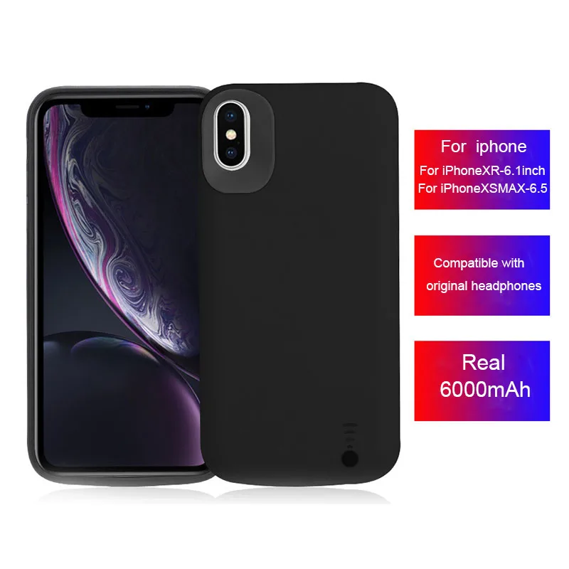 6000mAh Battery Power Case For Iphone XS MAX 6.5 Inch 6.1 IPhone XR Bateria Externa Charger Cover | Мобильные телефоны и