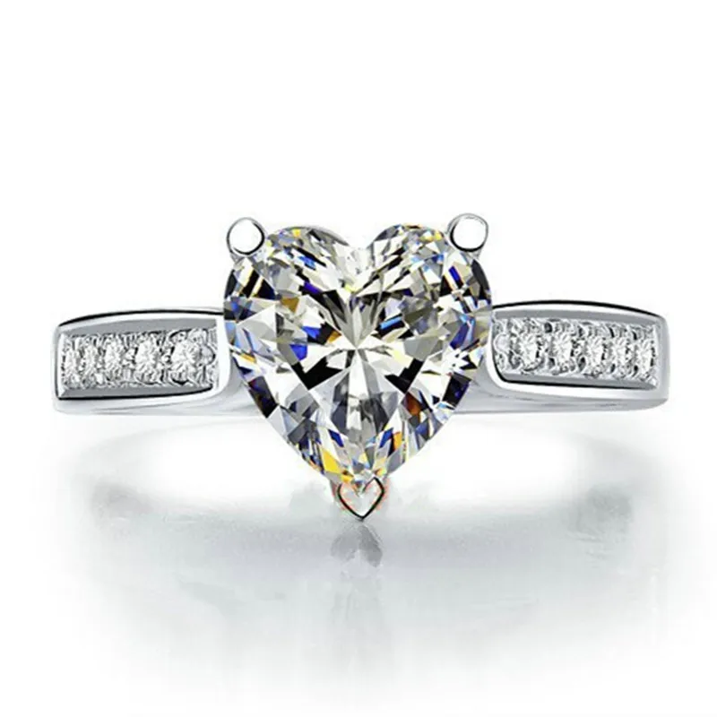 

Forever Love Promise Ring 2Ct Heart Love Diamond Ring Genuine 925 Sterling Silver Ring Never Fade Jewelry