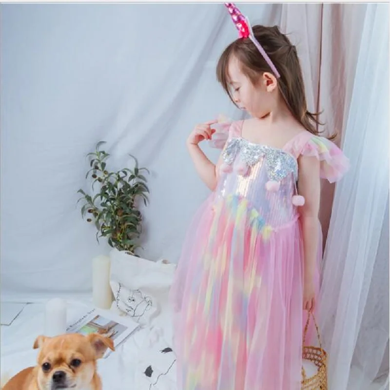 Summer Girl Dress Colorful Princess Halloween Party Performance Costume Child Christmas Thanksgiving Role Playing | Детская одежда и