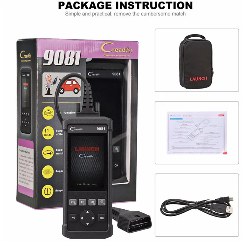 Старт DIY сканер CReader 9081 полный OBD2 сканер/сканирующий инструмент сканирующий