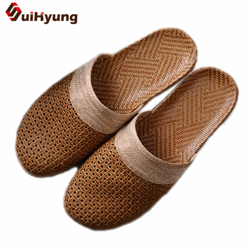

Suihyung Men Summer Indoor Slip On Mixed Colors Breathable Flax Slippers Casual Flat Slides Male Beach Shoes Non-slip Sandals