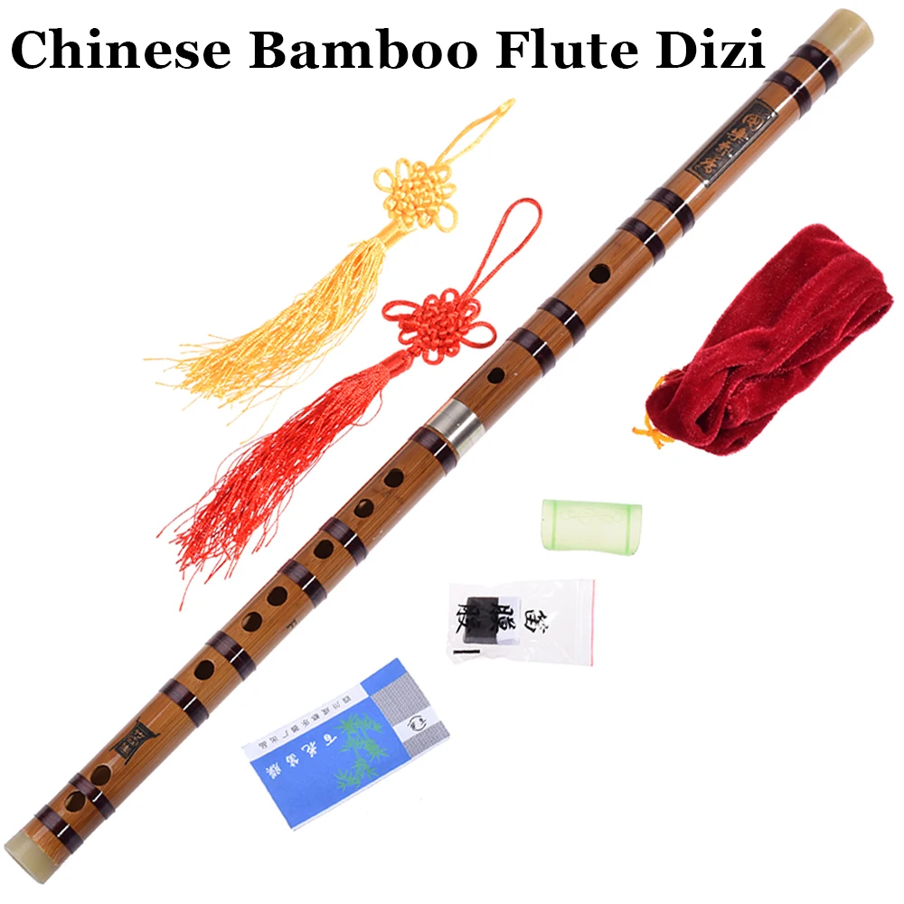 

Chinese Bamboo Flute Dizi Transverse Woodwind Musical Instrument Traditional Bambu Flauta C/D/E/F/G Key Beginner 4 Accessories