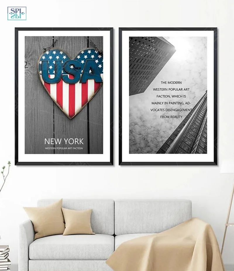 

SPLSPL Unframed Modern Home Decor Wall Picture Nordic New York City Scenery Canvas Art Print Poster and Painting for Bedroom