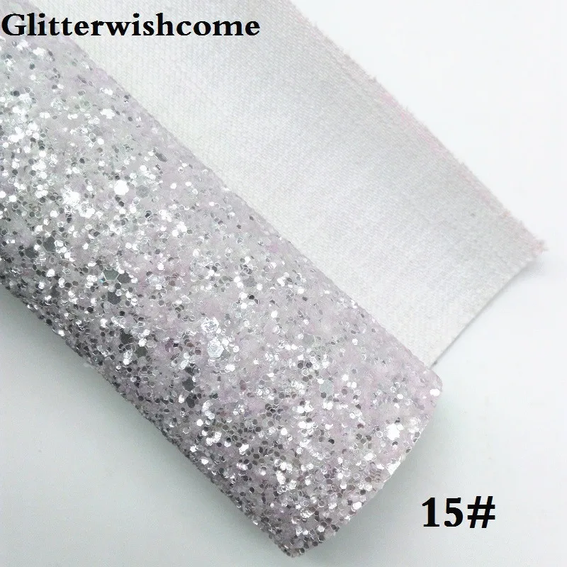 Glitterwishcome 21X29 см A4 размер винил для луков Кристалл Толстый блеск кожа ткань винил для луков, GM128A - Color: 15