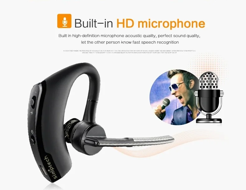 Simptech SV8 Беспроводная Связь Bluetooth 4.1 Стерео Наушники Бизнес Гарнитура с Микрофоном