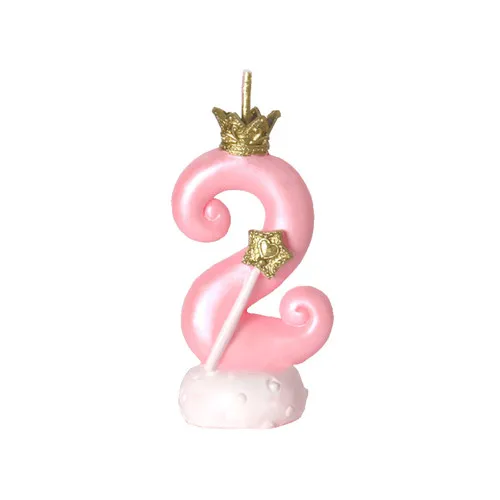 pink 2 Высококачественная корона на день рождения цифровые свечи детский душ Топпер для торта «С Днем Рождения» Единорог вечерние Улица Сезам день рождения торт Декор - Цвет: pink 2