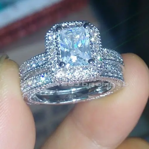 Комплект обручальных колец в стиле ретро с фианитом 10 карат | Украшения и