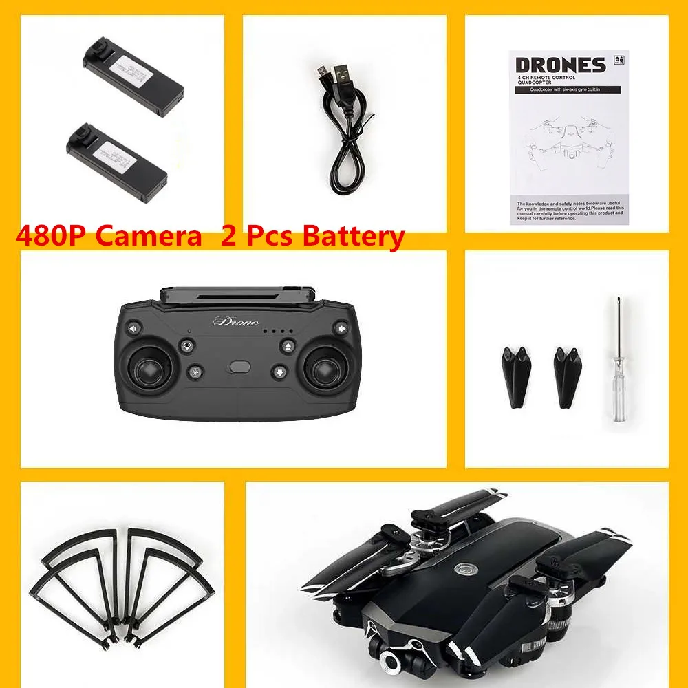 480P 2 battery Дроны HD аэрофотосъемка 120 ° широкоугольная камера Квадрокоптер FPV селфи Дрон давление воздуха фиксированная высота RC вертолеты игрушки - Цвет: 480P 2 battery