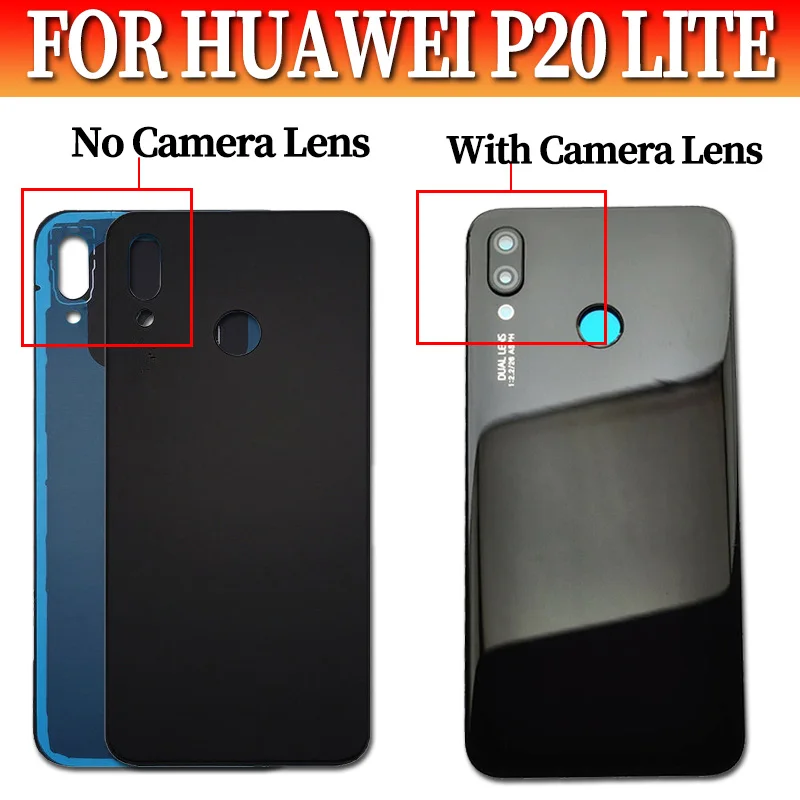 Для Huawei P20 Lite задняя крышка из стекла с объективом камеры для nove 3e батареи Nova дверь