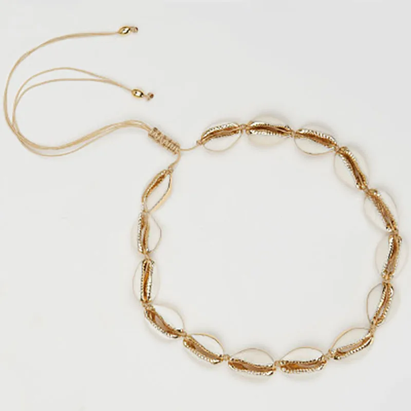 

2019 Bohemia Natural Shell Gold Cowrie Necklaces For Women Fashion Chic Choker Collar Statement Necklace Bracelet Beach Jewelry