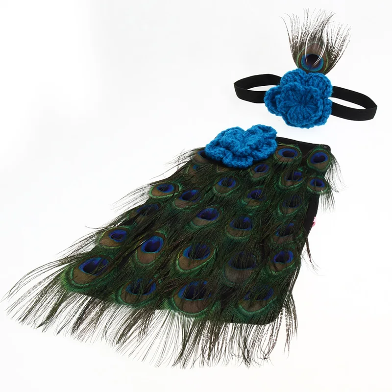 Новорожденный вязаное для маленьких девочек вязать костюм павлина для фотосессий Детский костюм наряд повязка на голову для детских фотографий с изображением подарков