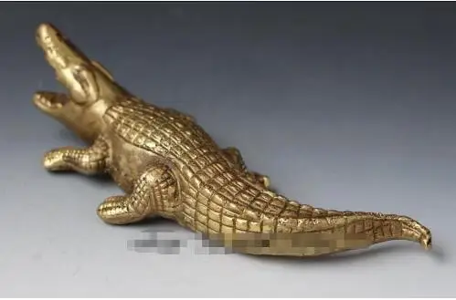 YM 305 china fengshui copper Brass Ferocity Crocodile Alligator fish Animal art statue | Дом и сад