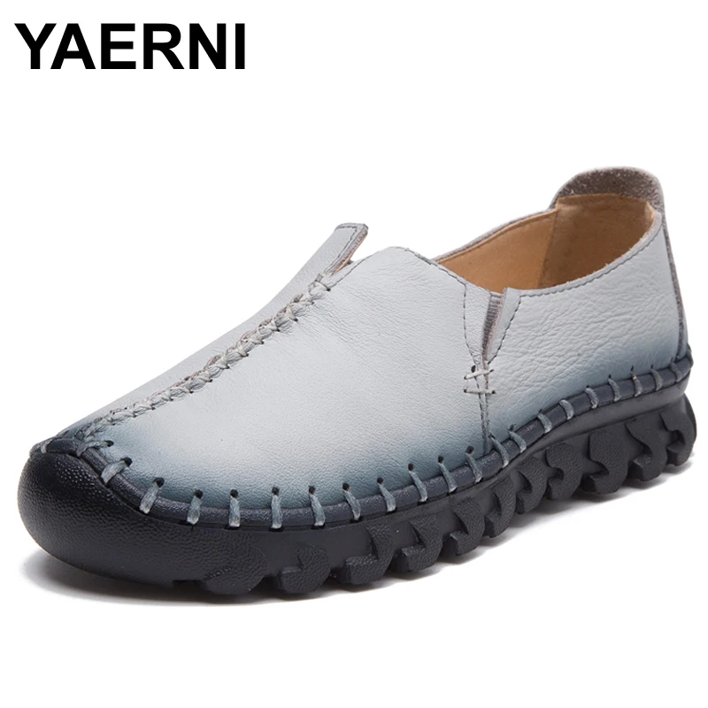Туфли YAERNI женские из натуральной кожи брендовые лоферы без застежки плоская
