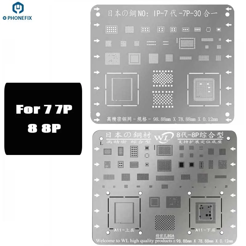 for iphone 7-8P X BGA набор трафаретов для iPhone 8 8 P 7 7 P 6 6 S 6 P 6SP 5 5S Высокоточный WL системный блок ИК-чип посадки оловянный инструмент металлический лист - Цвет: for iphone 7-8P X