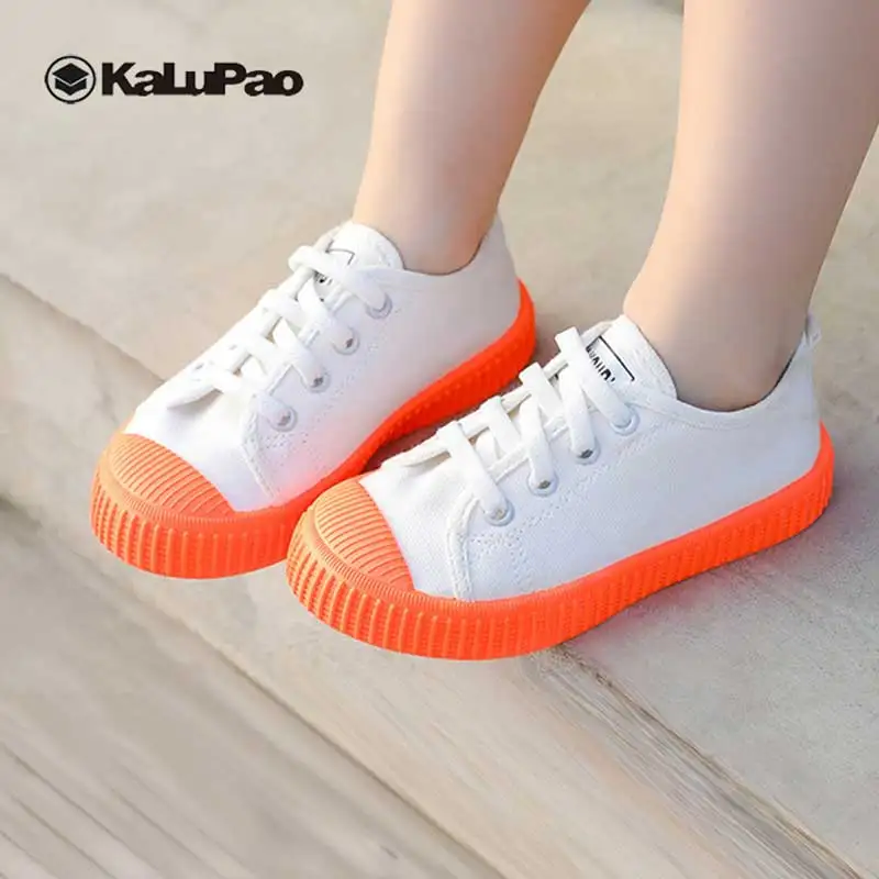 Детская повседневная обувь яркие цвета белые парусиновые туфли для девочек