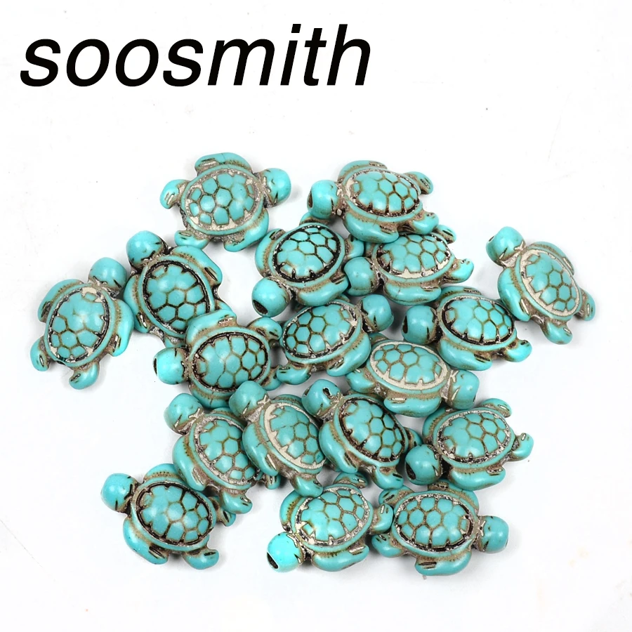 Soosmith Белый Синий Черепаха Форма синтетический камень свободный разделитель
