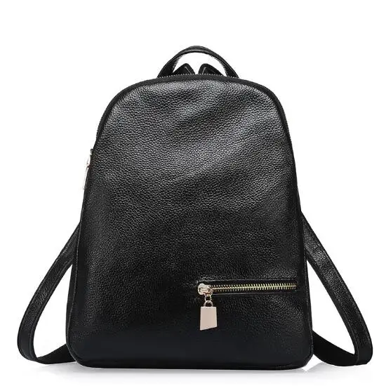 Женский рюкзак из 100% натуральной кожи черный с несколькими карманами|backpacking backpacks