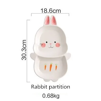 Rabbit partition Милая миска с рисунком животного, оригинальная стильная ручная детская керамическая посуда, домашняя ложка, фруктовые блюда, салатные стеклянные миски - Цвет: Rabbit partition