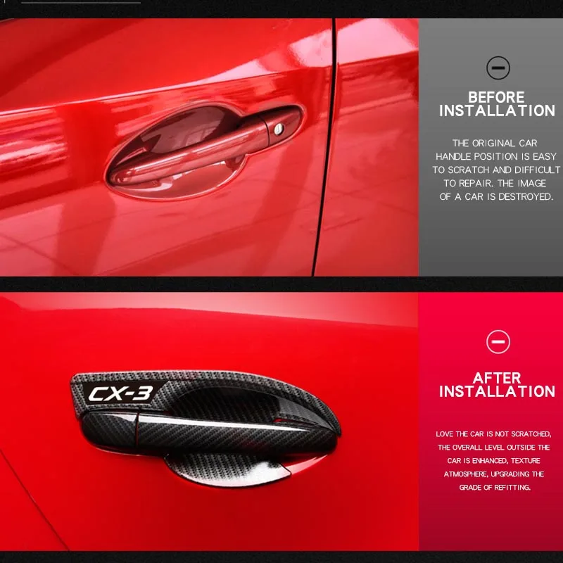 Подходит для Mazda CX 3 модифицированные дверные ручки из углеродного волокна ABS