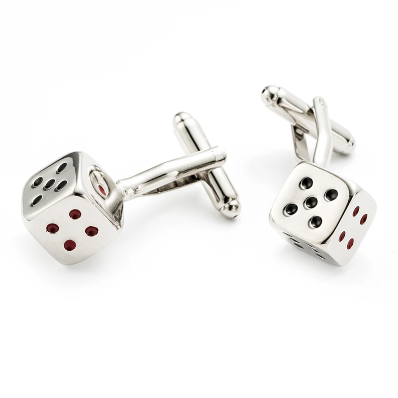 Vagula High Quality Square Silver Plated Dice Tie clip &amp Cufflinks Drop Glue Classical Wedding Cuff link 365 Funny Cuffs | Украшения и