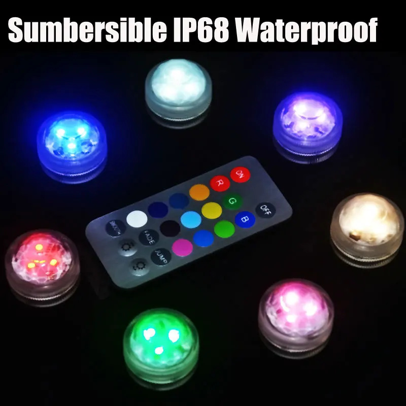 

20pcs/lot Colored submersible LED light Battery operated Waterproof vase lights with remote control for wedding party decoration