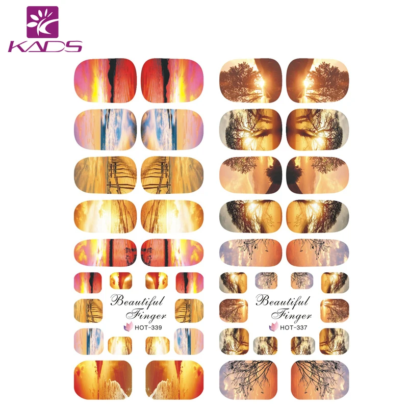 2016 KADS HOT337 339 Sunset Glow Характер Дизайн Переноса Воды Ногтей Наклейки Украшения