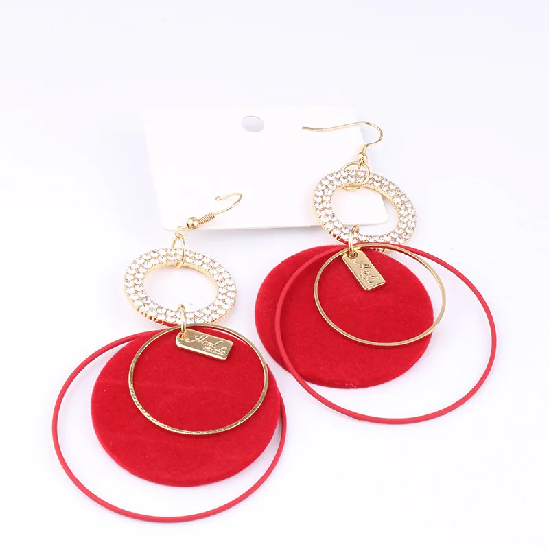 Большие красные серьги гвоздики простые модные милые золотые Преувеличенные