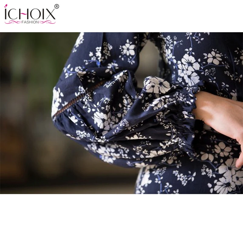 Женское длинное платье с цветочным принтом ICHOIX Повседневное Платье макси v