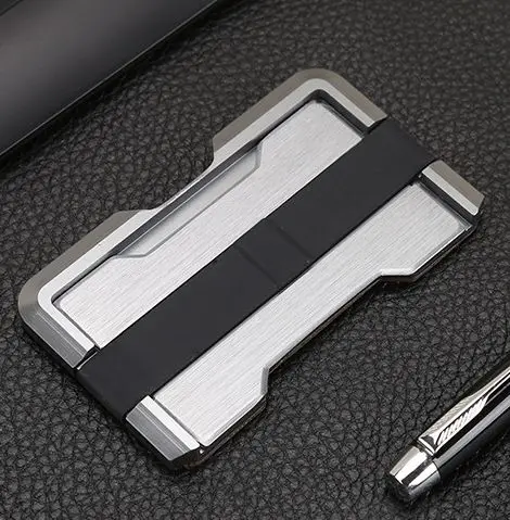 gray Новейший алюминиевый держатель для ID кредитных карт, мини RFID блокирующий Тонкий деловой кошелек для мужчин и женщин, держатель для карт, мужские кошельки - Цвет: gray