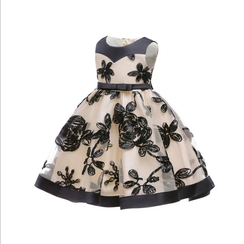 Girls Sleeveless Color Matching Children's Wedding Princess Party Dress Flower Vestido New Year Performance | Детская одежда и