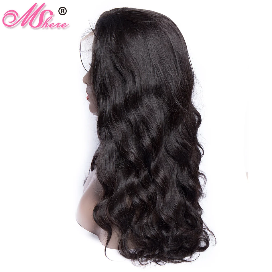 Mshere 360 парик с кружевом 150% плотность предварительно сорванные бразильские волосы