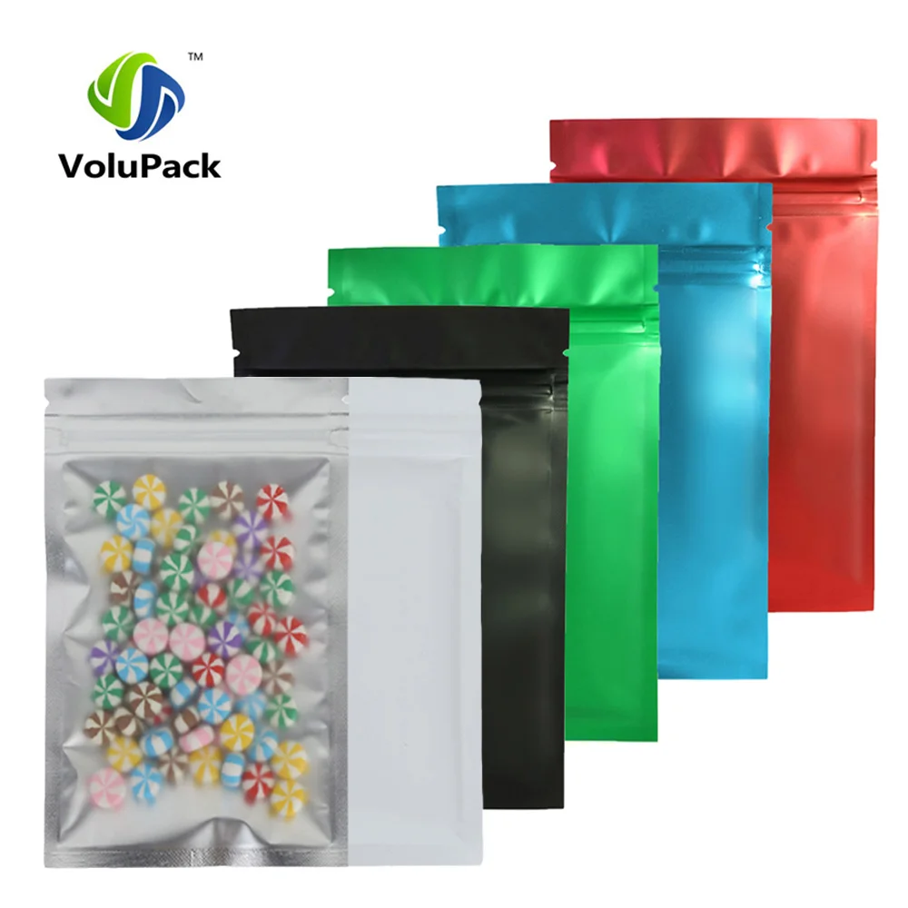 

10x15cm(4x6in) 100pcs Tear Notch Flat Pouches Red/ Blue/ Green/ Black Translucent Zip Lock Bags Custom Printed