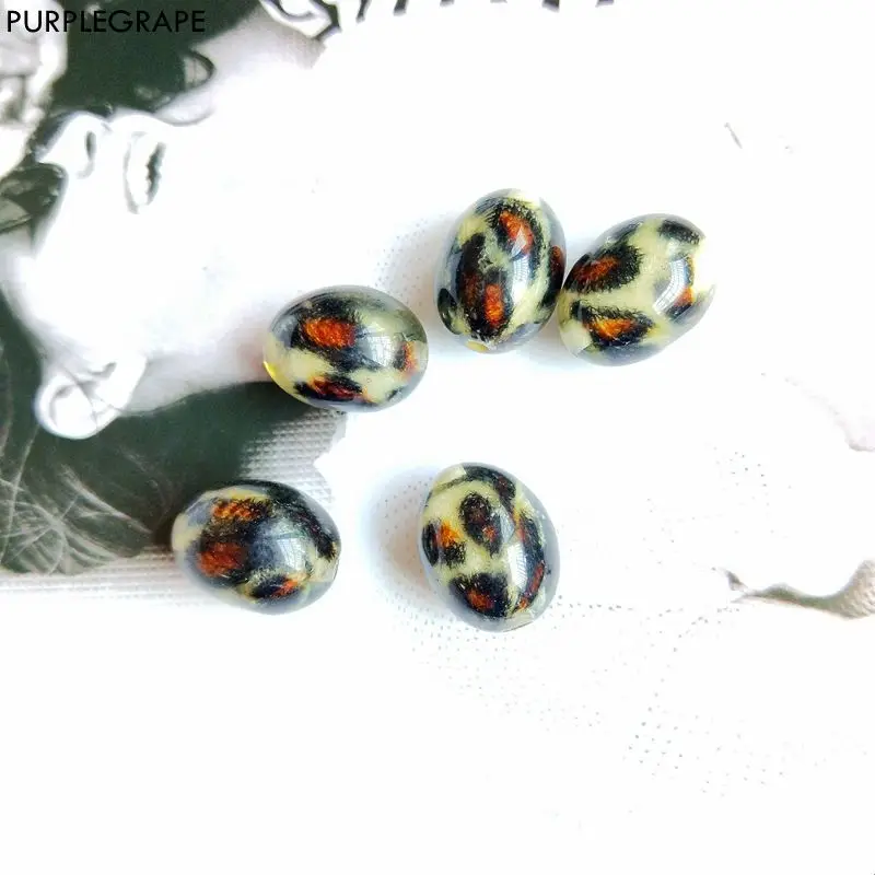 

European and American fashion leopard texture beads DIY handmade earrings pendant bracelet a pack of 8