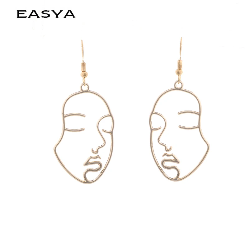 EASYA Пикассо уход за кожей лица серьги для женщин Золотой повседневное рисунок