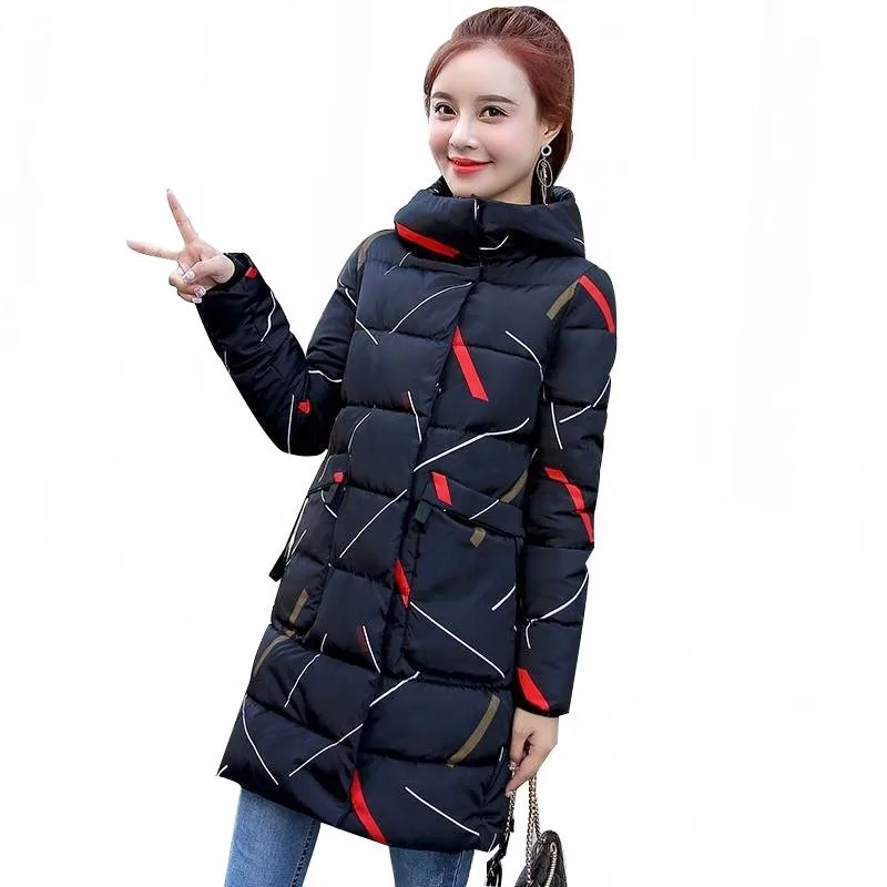 Новинка 2019 зимняя повседневная куртка Женская парка с капюшоном больше размера