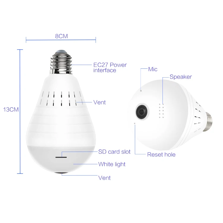 WNK 1.3MP камера 360 градусов белая лампочка IP 960 P Беспроводная умная ip-камера