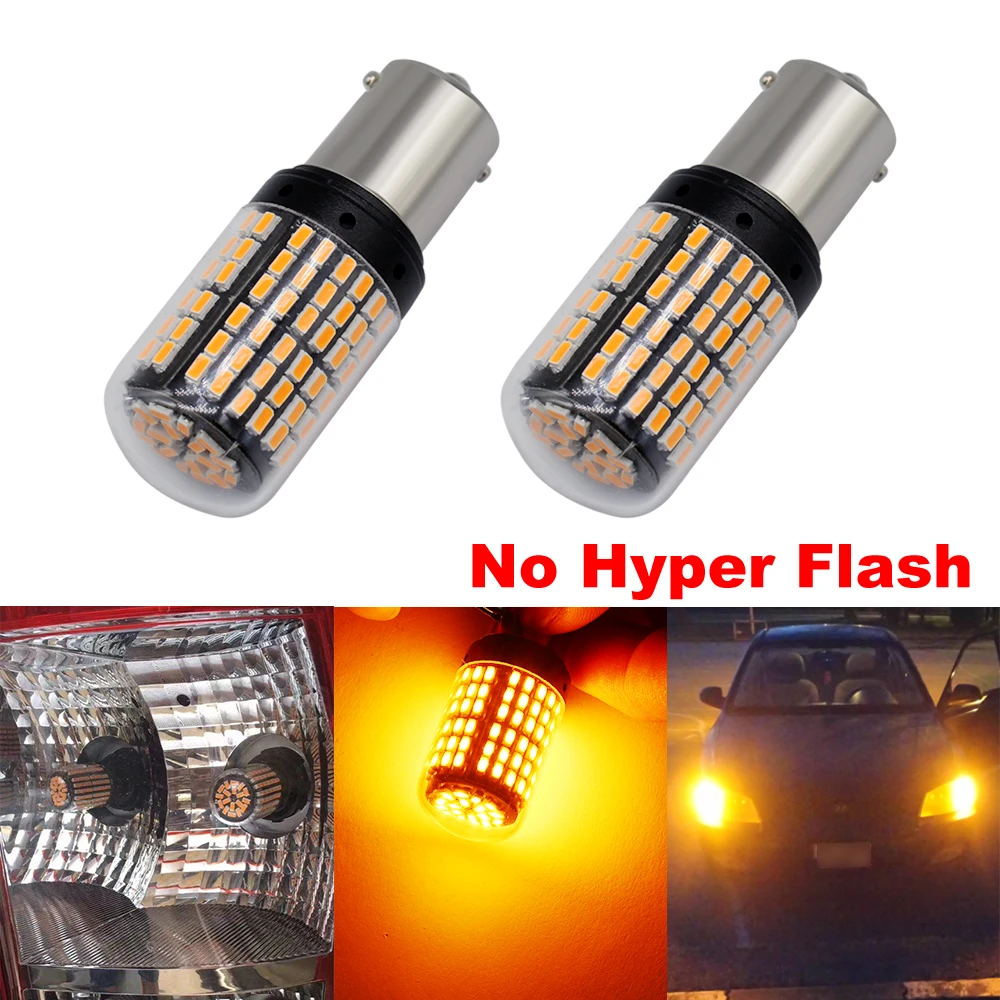 

1156 BA15S P21W LED 1156 1141 1073 7506 LED 144 LED 3014 SMD Bulb Amber Yellow For Car Backup Reverse Lights Extremely Bright 2X
