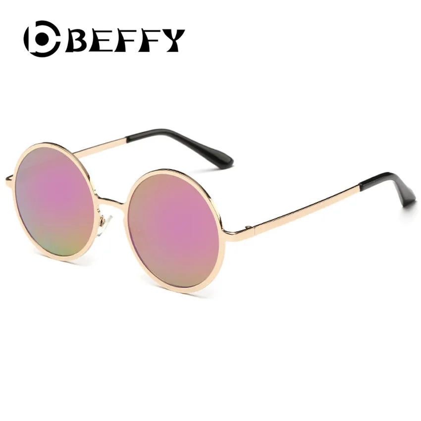 BEFFY женские Солнцезащитные Очки Большой Круглый Металлический Каркас Отражающее