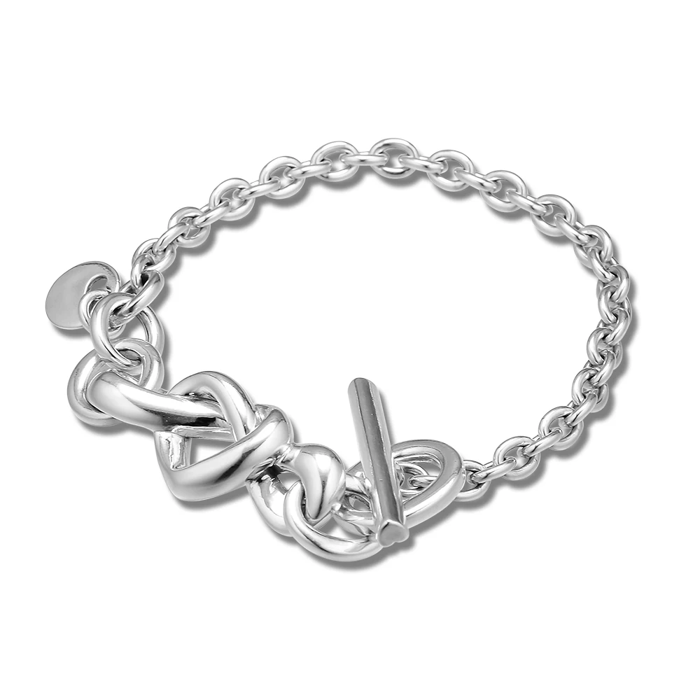 

Knotted Heart Bracelet Sterling Silver Jewelry For Woman Fashion Make Up Mother's Day Fashion European Bracelet
