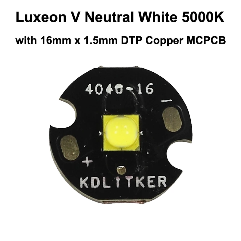 Lumileds LUXEON V нейтральный белый 5000K светодиодный излучатель с 16 мм/20 мм DTP медь