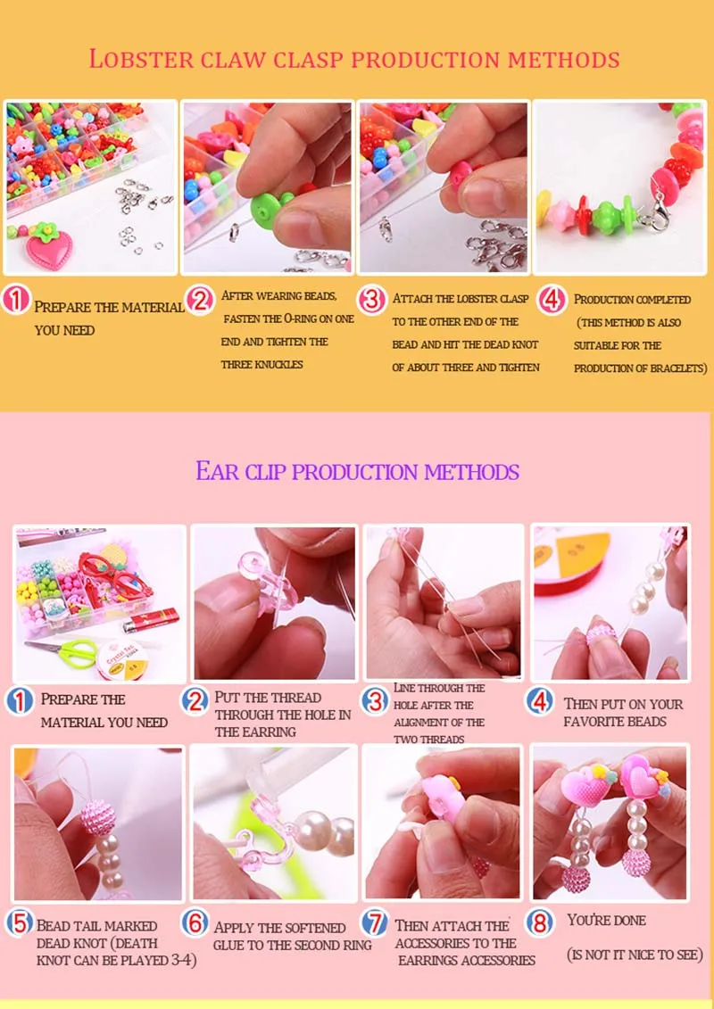 Детские креативные DIY бусины игрушка со всем набором аксессуаров/Дети Девочки ручной работы художественные Развивающие игрушки для рукоделия для подарков и подарков