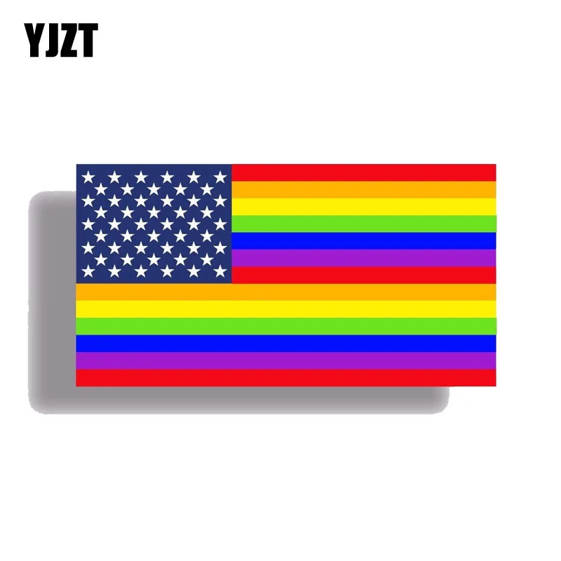 YJZT 14.9CM*7.8CM Personality Gay Pride USA American Flag Car Sticker Decal PVC 12-0631 | Автомобили и мотоциклы