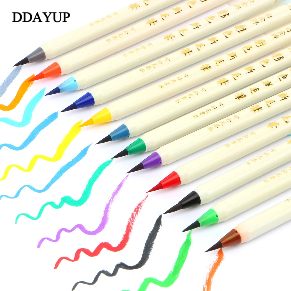 12 цветов кисть для творчества авторучка студенческий дизайн ручная роспись