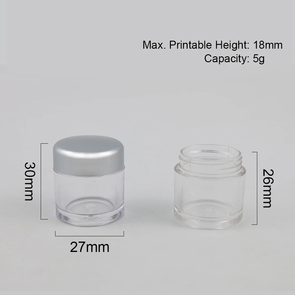 

30 x 5g Travel Refillabler Empty Plastic AS Transparent Powder Case Jars Containers With Hole Seal Metal Lids