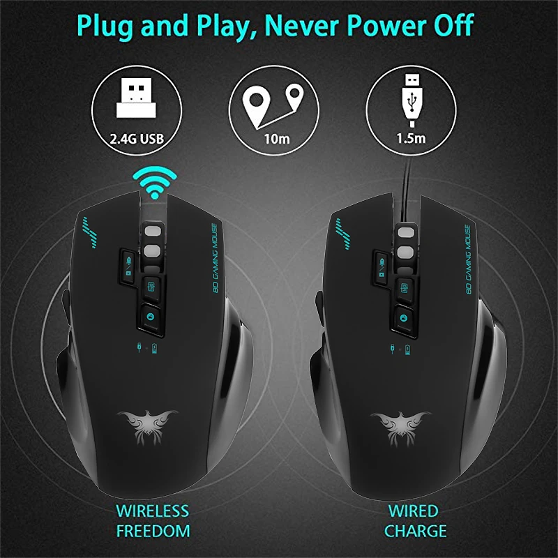 FELYBY USB беспроводная мышь игровая с защитой от отпечатков пальцев прочная