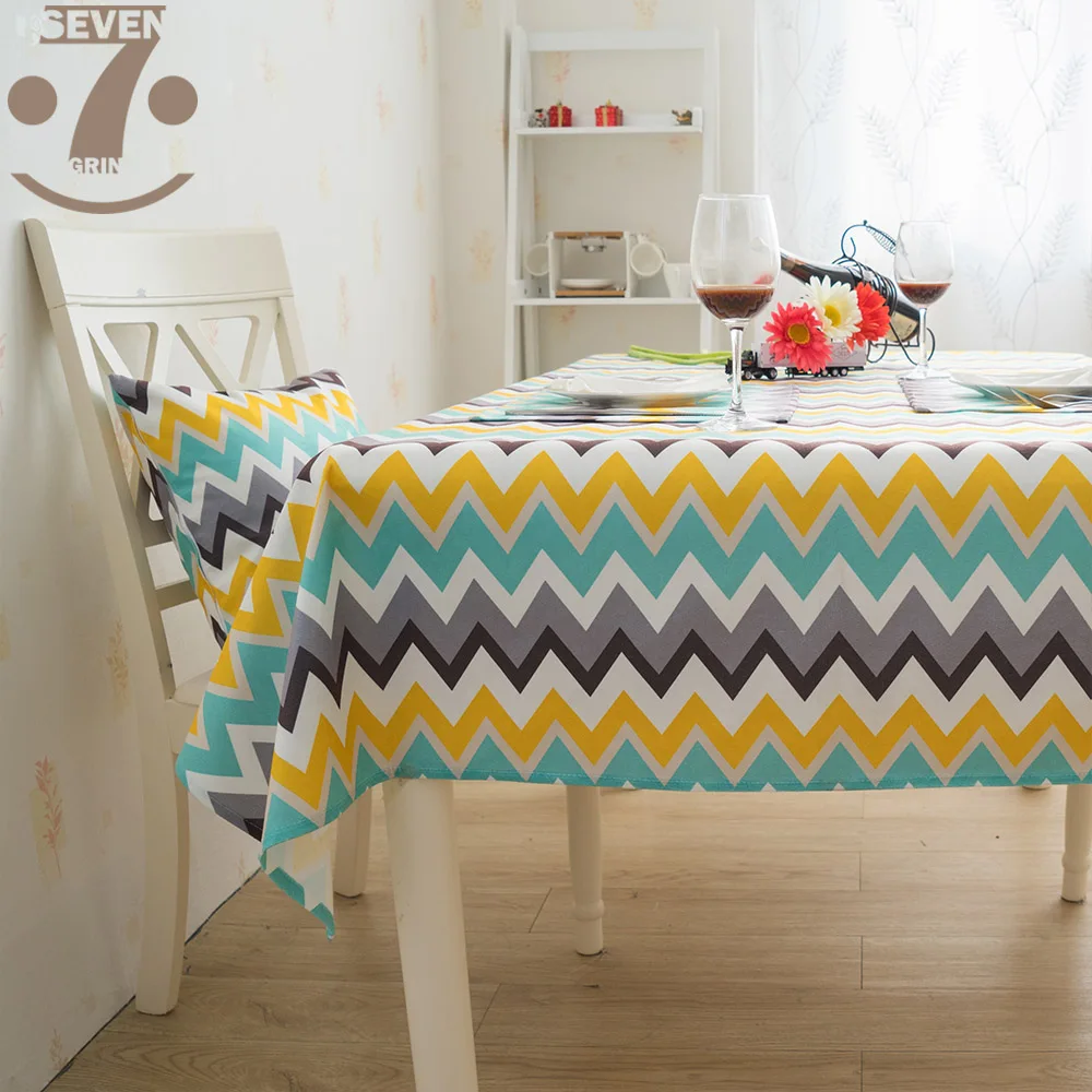 Free Shipping Cute Thick Slubbed Microfiber Cloth Light Blue Waves Square Rectangle Anti-skid Table Cover | Дом и сад